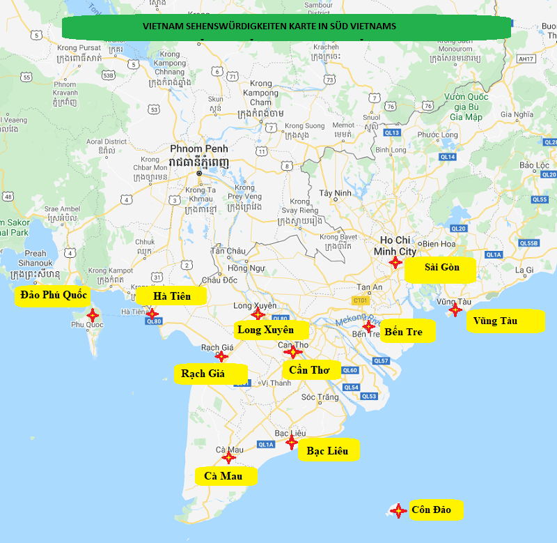 Vietnam Karte -Sehenswürdigkeiten Urlaubziel- Wann & Wohin?